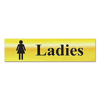 Ladies Toilet/Bathroom Sign Polished Gold Effect 20x5cm