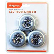 Kingavon Peel & Stick LED Touch Light Set of 3
