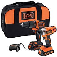 Black and Decker BCK25S2S 18V Combi Drill & Impact Driver Twin Pack 2 x 1.5Ah Batteries