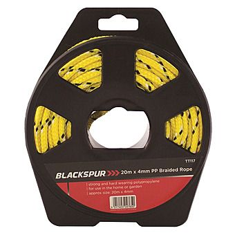 20m Reel of 4mm Yellow Braided Rope