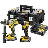 DeWalt DCK2052H1E1T 18V XR Combi Drill & Impact Driver Twinpack with 1.7Ah & 5.0Ah PowerStack Batteries