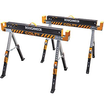 Roughneck Colt 600E Folding Steel Sawhorse 2 Pack