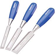Faithfull 3 Piece Chisel Set | Bevel Edge | Blue Handle