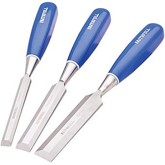 Faithfull 3 Piece Chisel Set | Bevel Edge | Blue Handle