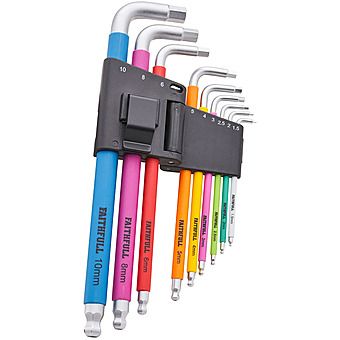 Faithfull 9 Piece 1.5-10mm Metric Hex Key Set