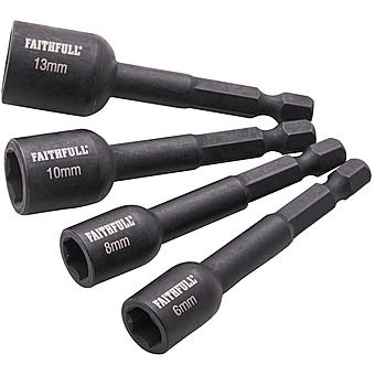 Faithfull 4 Piece Impact Nut Driver/Setter Set FAISBMNUT4S
