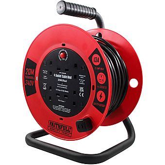 Faithfull 4 Socket 20m Extension Cable Reel 13Amp