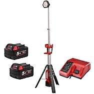 Milwaukee M18 SAL2-502B 18V LED Tripod Tower Work Light with 2x 5.0Ah Batteries | 4933492902