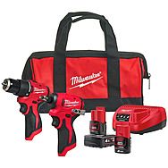 Milwaukee M12 BLPP2B-422B 12V Brushless Combi Drill & Impact Driver Twin Pack 1 x 4.0Ah & 1 x 2.0Ah Battery | 4933500426