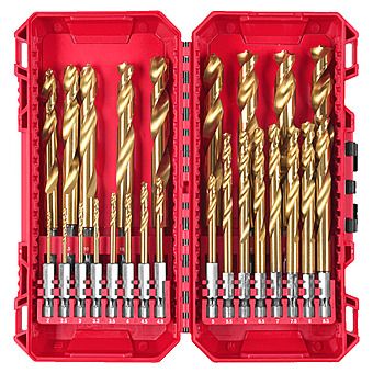 Milwaukee Shockwave 25 Piece Impact Duty HSS Ground Red Hex Metal Drill Bit Set