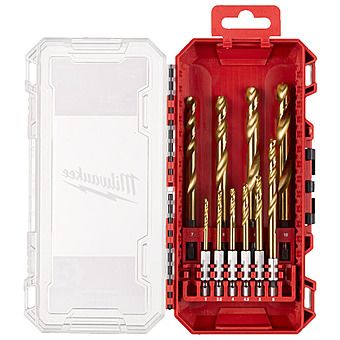 Milwaukee Shockwave 10 Piece Impact Duty HSS Ground Red Hex Metal Drill Bit Set