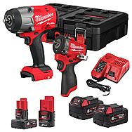 Milwaukee M18 and M12 FUEL FPP2AQ2-564P 1/2" & 3/8" Impact Wrenches PowerPack With 4 Batteries in Packout