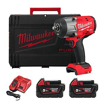 Milwaukee M18 FHIW2F12-502X 18V FUEL 1/2" Impact Wrench with 2 x 5.0Ah Batteries