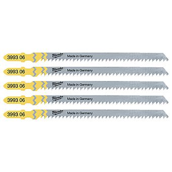 Milwaukee T301CD Clean & Splinter Free Jigsaw Blades for Wood 105mm x 3mm Pack of 5
