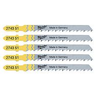 Milwaukee T101D Clean & Splinter Free Jigsaw Blades for Wood and PVC 75mm x 4mm Pack of 5
