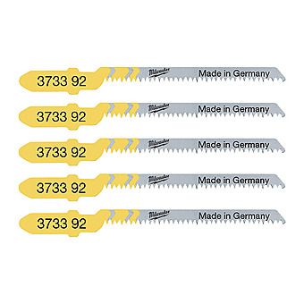 Milwaukee T101AO Curve Cutting Special Application Jigsaw Blades for Wood and PVC 50mm x 1.35mm Pack of 5