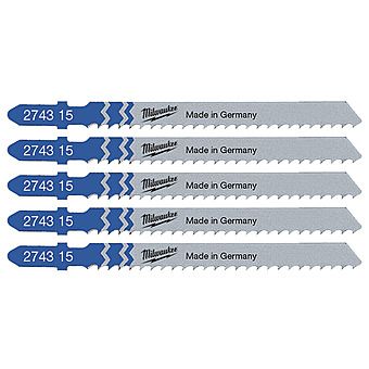 Milwaukee T127D Jigsaw Blades for Aluminium 75mm x 3mm Pack of 5