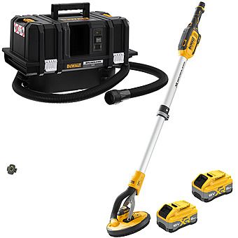 DeWalt DCE800 Drywall Sander with 2x 8.0Ah 18V Batteries & DCV586M M-Class Dust Extractor Without Batteries