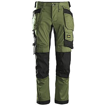 Picture of Snickers 6241 AllroundWork Stretch Trousers Khaki Green / Black