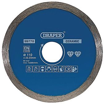 Draper 110mm x 22.23mm Continuous Rim Tile Cutting Diamond Blade