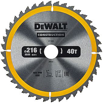 Dewalt DT1953 216mm x 30mm 40T Construction Circular Saw Blade