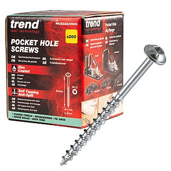 Trend 63mm Long No.8 Coarse Pocket Hole Screws 200 Pack PH/8X63/200C