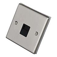 Telephone Socket Satin Chrome/Black Inserts