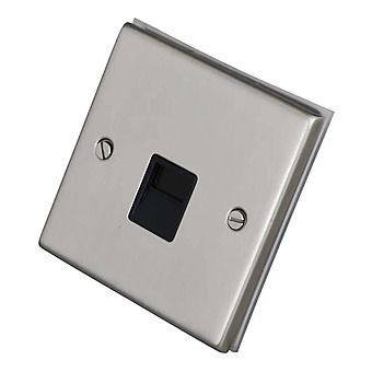 Picture of Telephone Socket Satin Chrome/Black Inserts