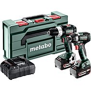 Metabo 685200590 2.8.8 18V Combi Drill & Impact Driver Twin Pack with 2x 5.2Ah Batteries