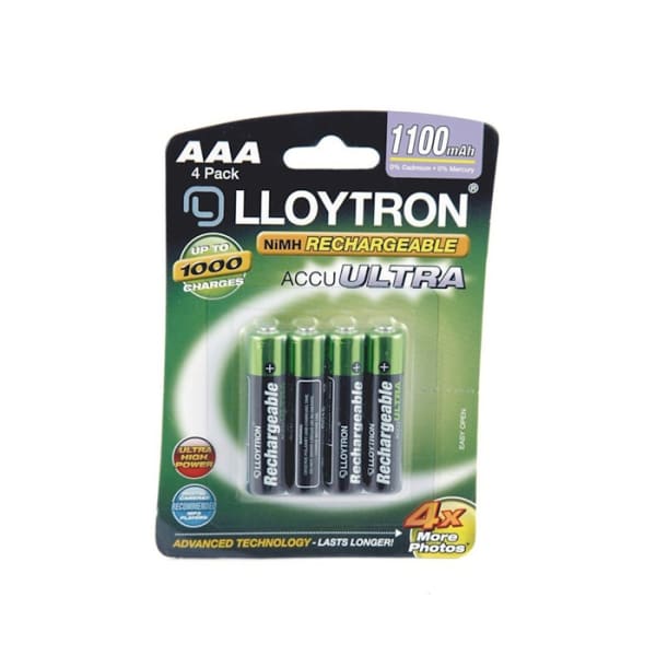 Lloytron AAA Rechargeable Batteries 4 Pack NiMH