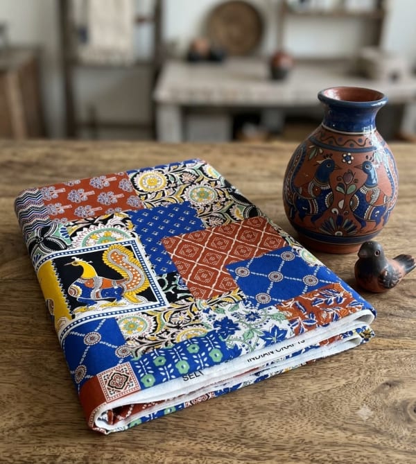 Navrang Kalamkari Bandhej Patchwork Fabric