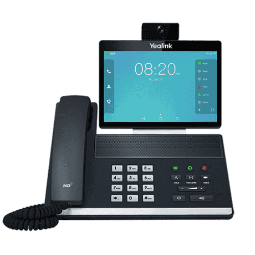 Yealink VP59 flagship smart video phone with 8-inch touchscreen and HD camera for video collaboration.