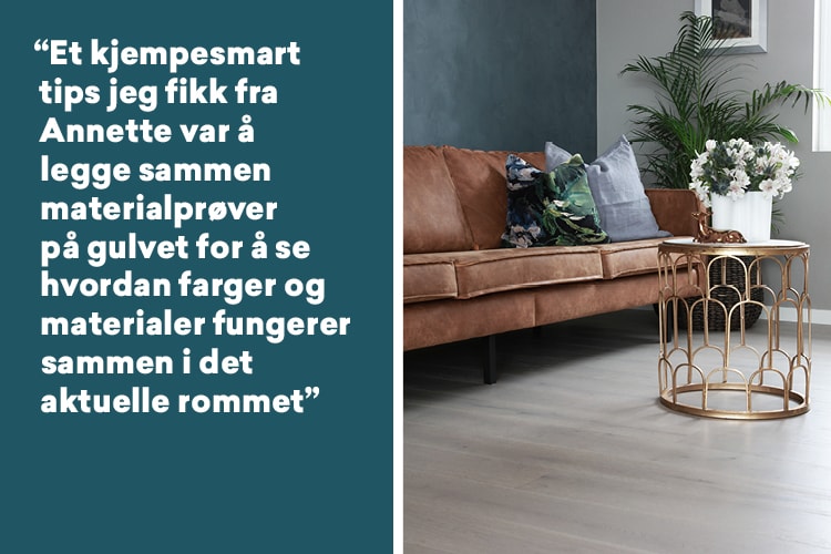 Marna sitt stue med parkett fra Right Price Tiles