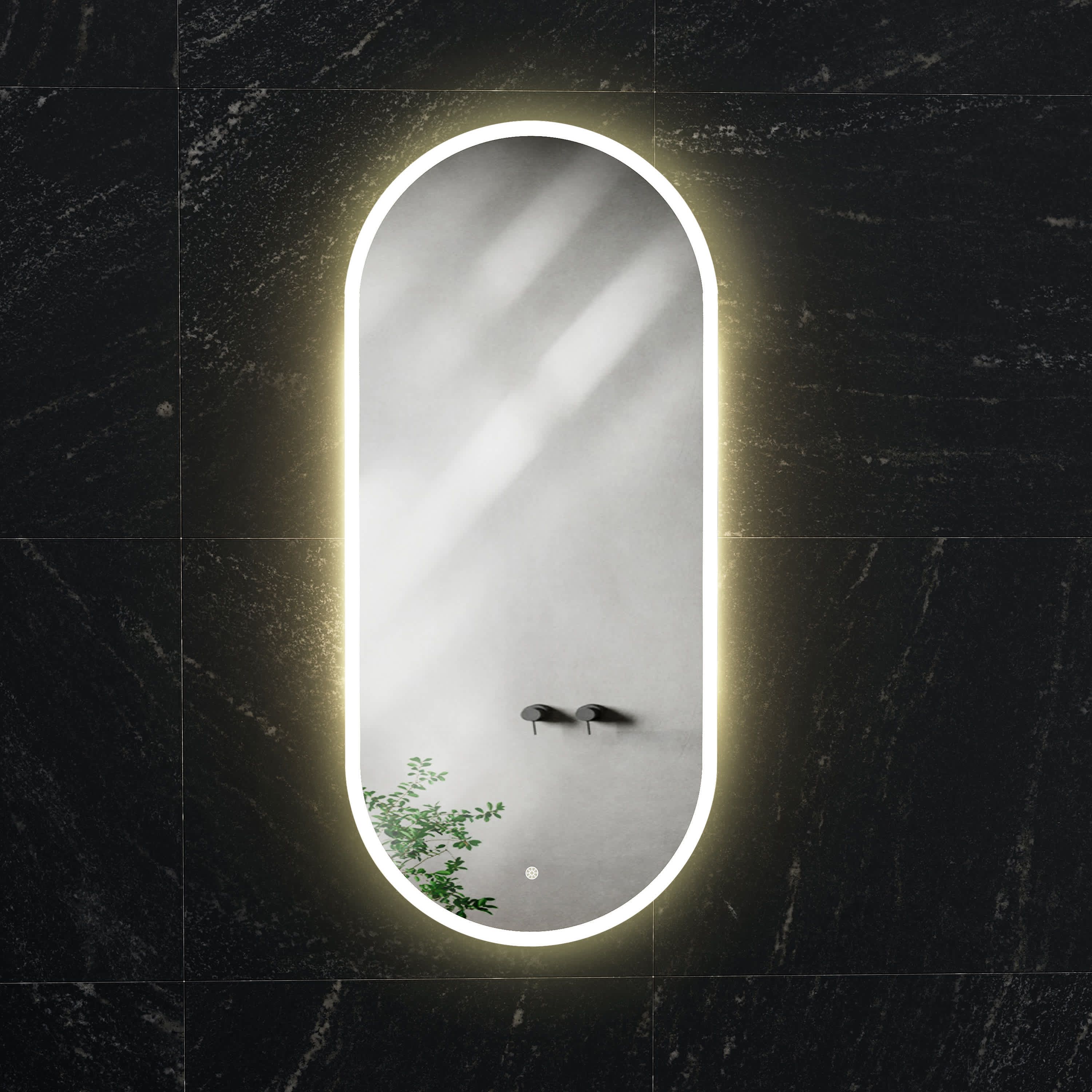 Oval led speil 50x110