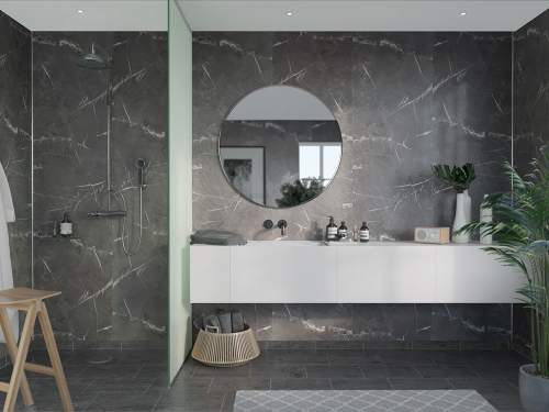 -F-ibo S Black Marble slett plate-