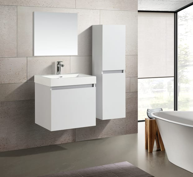 -Texture baderomsinnredning og Servant 60 hvit