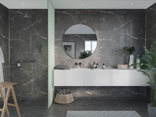 -F-ibo S Black Marble slett plate-