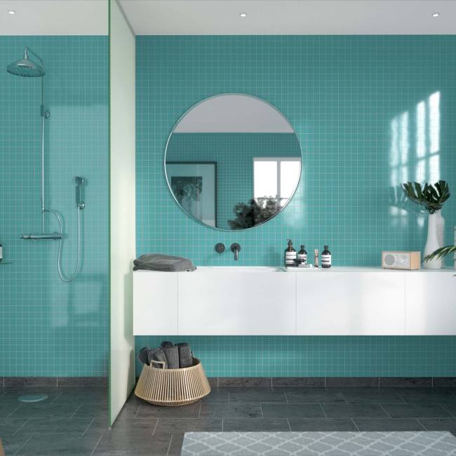 -Fibo Aquamarine Høyglans 3X3