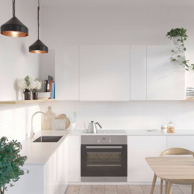 Fibo Kjøkkenplate Rhodos White 60x60 cm