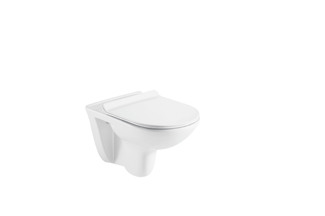 Alba veggtoalett rimless hvit, sete inkludert