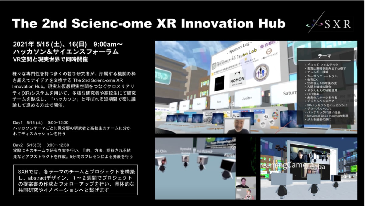 第2回のScienc-ome XR Innovation Hub（SXR）の案内