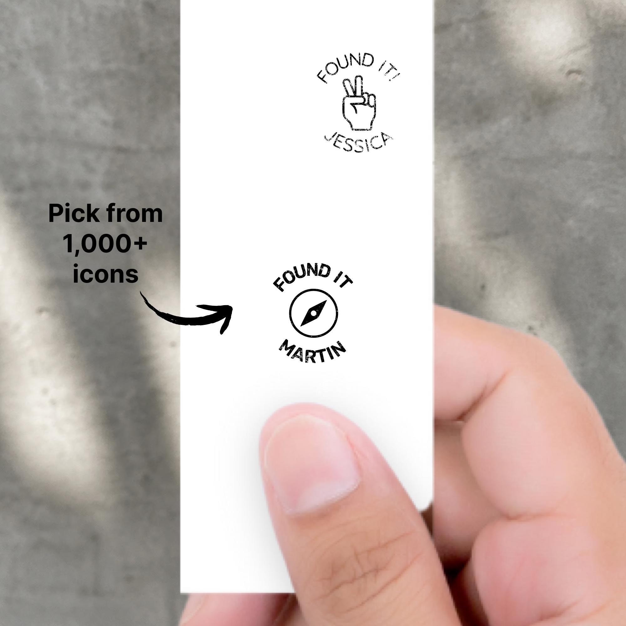 Image of Custom Geocaching Stamp – Personalized Geocache Logbook Stamp with Name & Icon (Rubber Stamp)