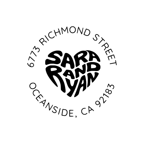 Custom-Fit Names in a Liquid Heart Shape Address Stamp