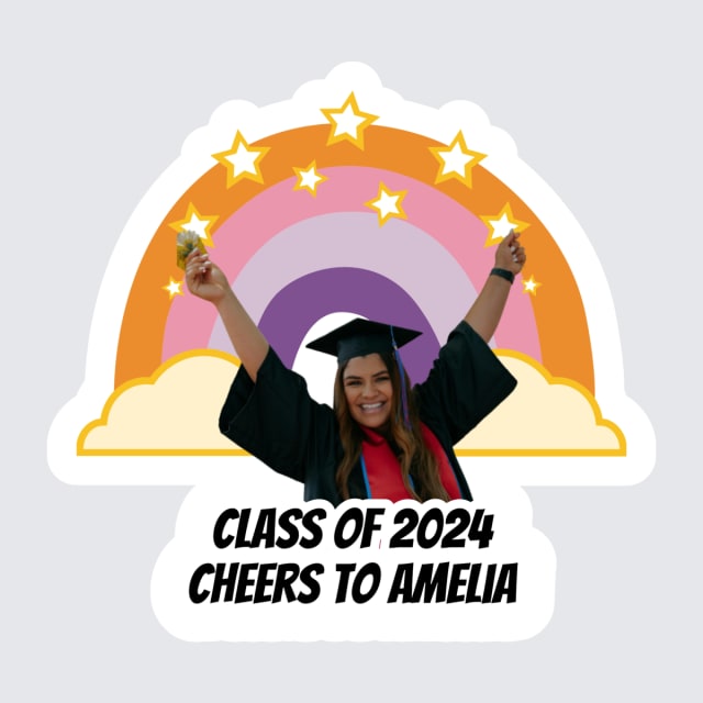 Make your graduation celebration stand out with our Personalized Congrats Grad Stickers. Featuring your face, a bespoke congratulatory message, and the year of your graduation, these stickers add a fun, personal flair to any grad event. Ideal for enhancing thank you cards, party decor, or as cherished keepsakes for friends and family.