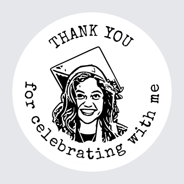 Celebrate this milestone with a unique touch! Our Heartfelt Grad Thank You Stickers feature the graduate's face alongside a customized message, ideal for adorning your graduation party favors or thank you gifts. Create lasting memories of your special day with these charming stickers.