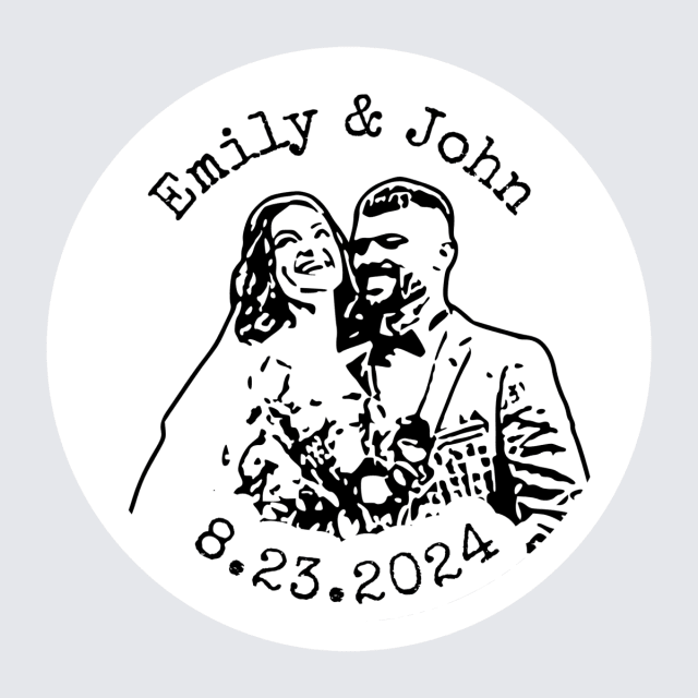 Add a personalized touch to your wedding celebrations with our Face Stickers. Featuring the faces of the bride and groom along with their names and wedding date, these stickers are perfect for wedding favors or sealing your invitations in style. Make your special day even more memorable!