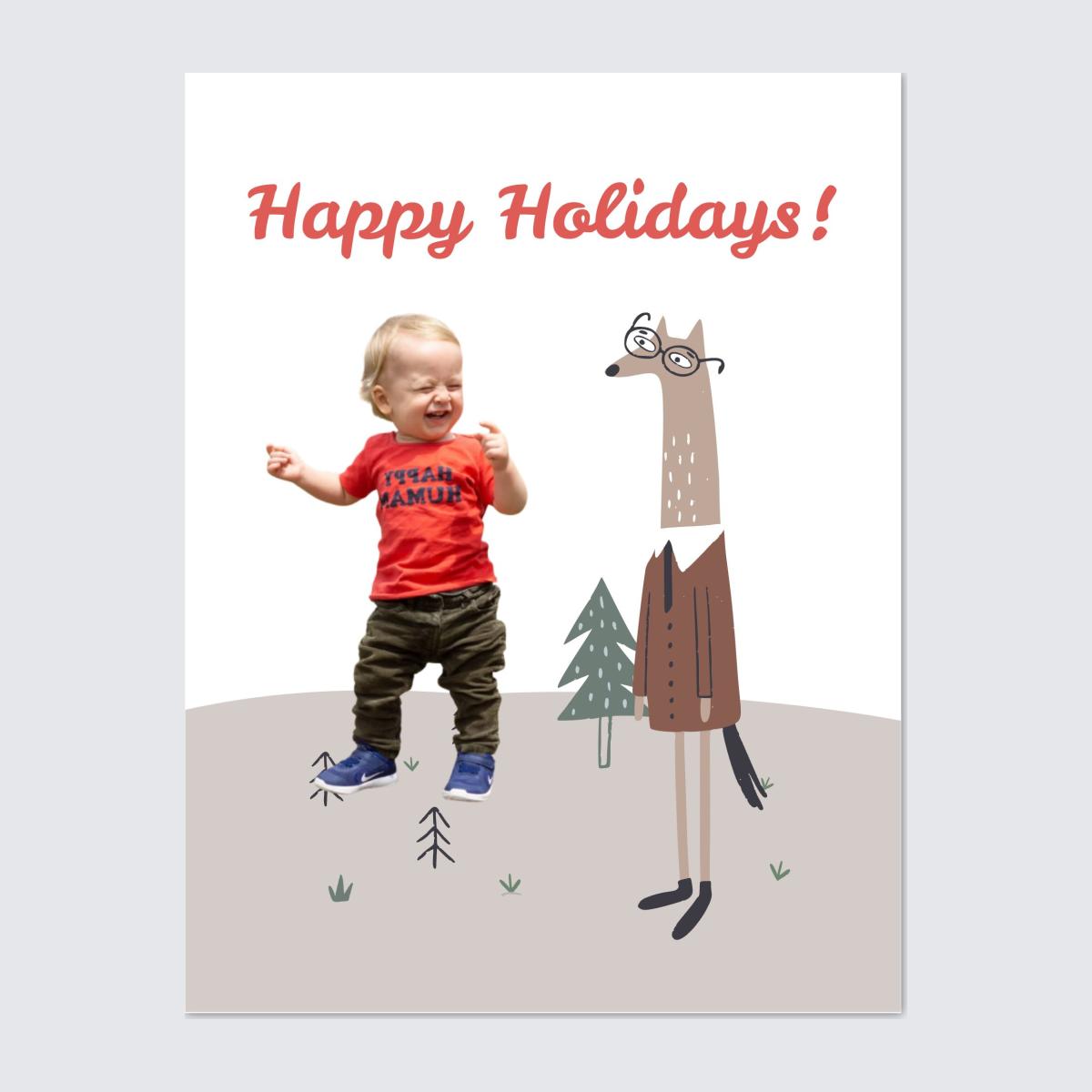 Personalized Face Greeting Card - Scandinavian Animal Design