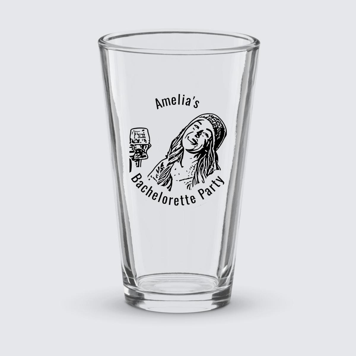 Personalized Bachelorette Party Pint Glass
