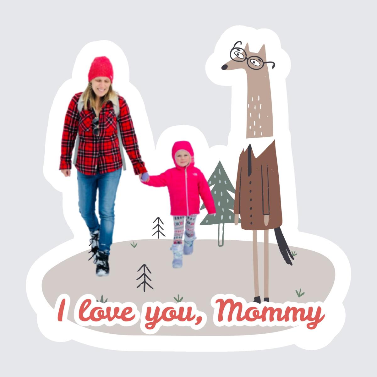 Custom Family Photo Sticker with Nordic Animal