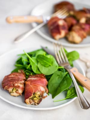Prosciutto-Wrapped Pesto-Stuffed Chicken